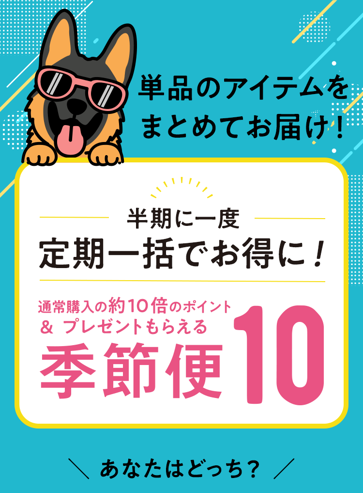 単品のアイテムをまとめてお届け！通常購入の約10倍のポイント＆プレゼントもらえる「季節便10」