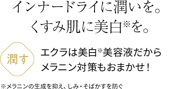 インナードライに潤いを。くすみ肌に美白※を。