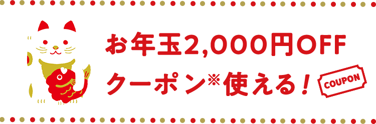 お年玉2,000円OFFクーポン使える！