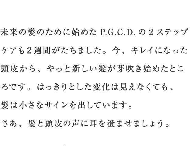 サボン モーヴで洗うと髪がきしむ。 これまで液体シャンプーを使ってこられた方の中には、洗った時のきしみがきになる方もいるかと思います。でもこれは、これまで擬似的な艶やかさに頼っていた髪が、髪本来の美しさを取り戻し始めた兆し。ほんの少し洗い方やケア方法を工夫すれば、ハリ、コシ、ツヤ、そしてボリューム感はぐっと変わります。