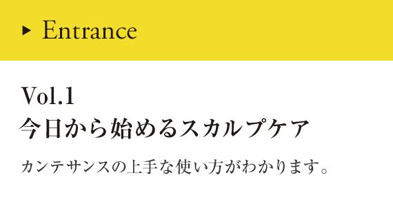 Entrance Vol.1 今日から始めるスカルプケア カンテサンスの効果的な使い方がわかります。