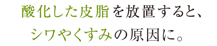 40代の肌は、悪玉皮脂が急増する。放置すると、シワやくすみの原因に。